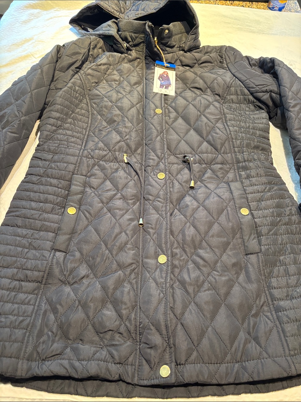 Weatherproof Quilted Hooded Puffer Jacket - Black